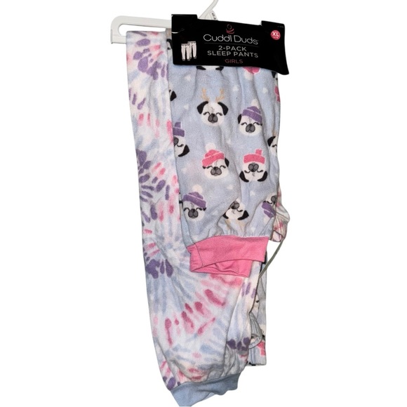 NWT CUDDL DUDS 2 Pack Girls Pajama Pants Bottoms Dog Tie-Dye Print Size XL 14/16 - Picture 2 of 8